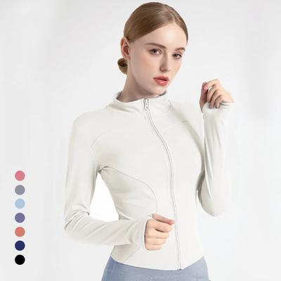Women's Tracksuit Jacket Slim Fit Long Sleeved Fitness Coat Yoga Tops with Thumb Holes Gym Jacket Workout Sweatshirts