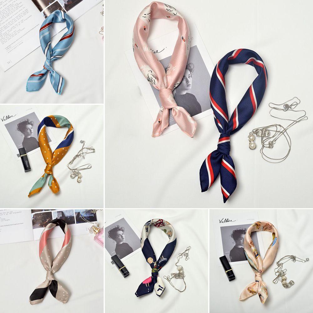 Fashion Women Elegant Square Scarf Hair Tie Band Head Neck Silk Feel Satin