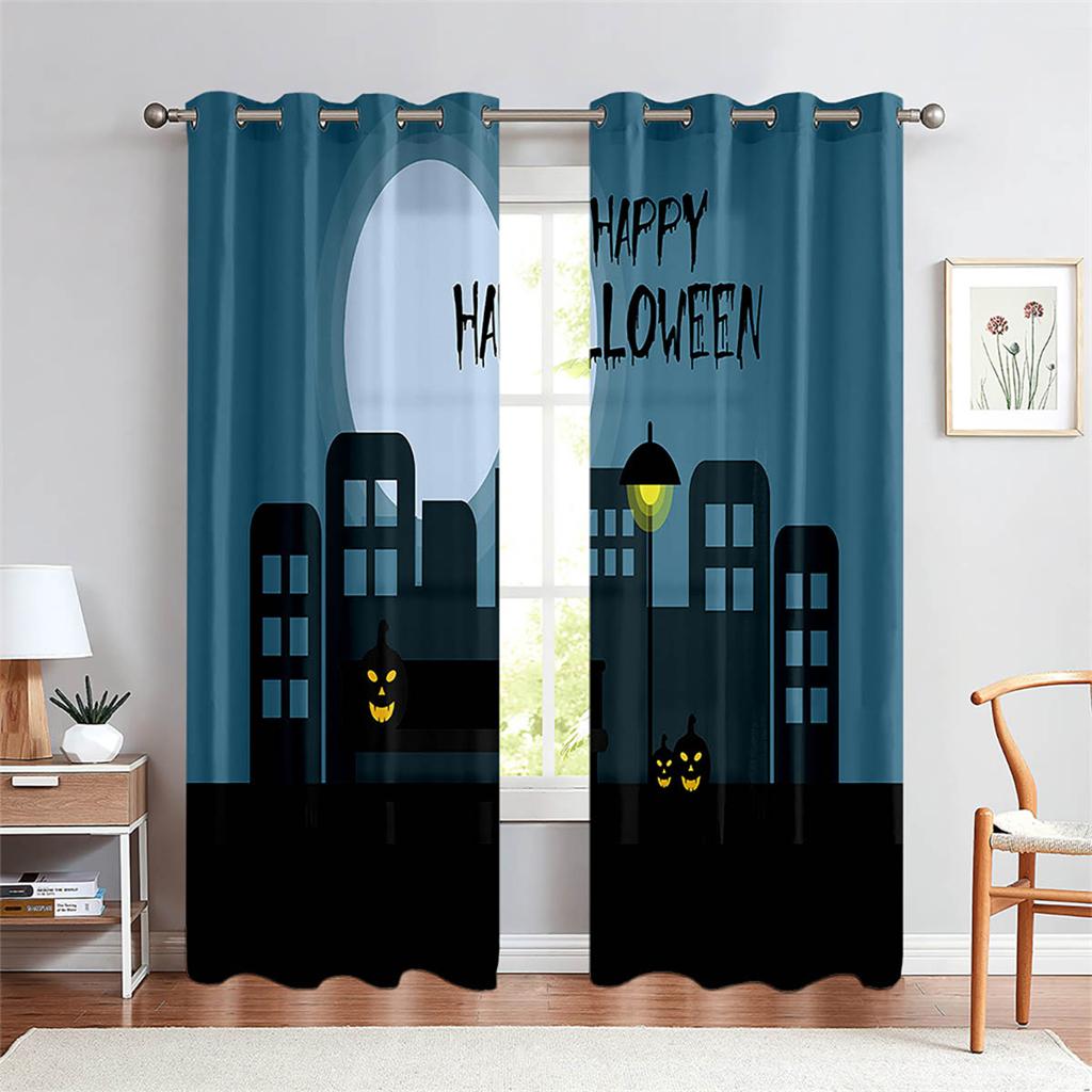 Halloweenové Tmavé Velké Ruce Lebka Netopýr 3D Závěsy 2 Panely Obývací Pokoj Ložnice Balkon Okno Dekorativní Závěsy