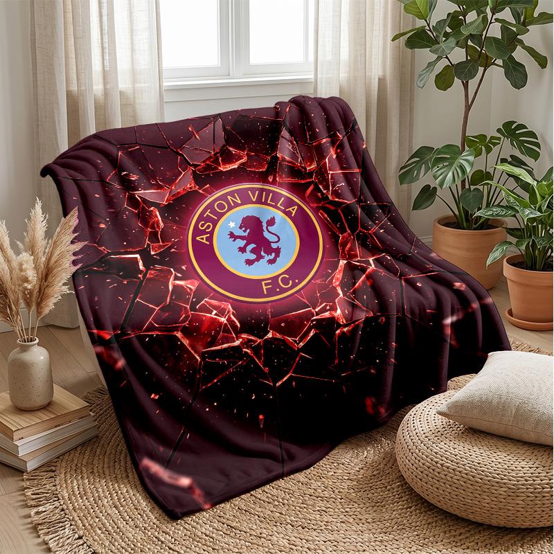 Flanelová deka Aston Villa Football Print, Mäkká teplá ľahká prikrývka na pohovku posteľ kempovanie