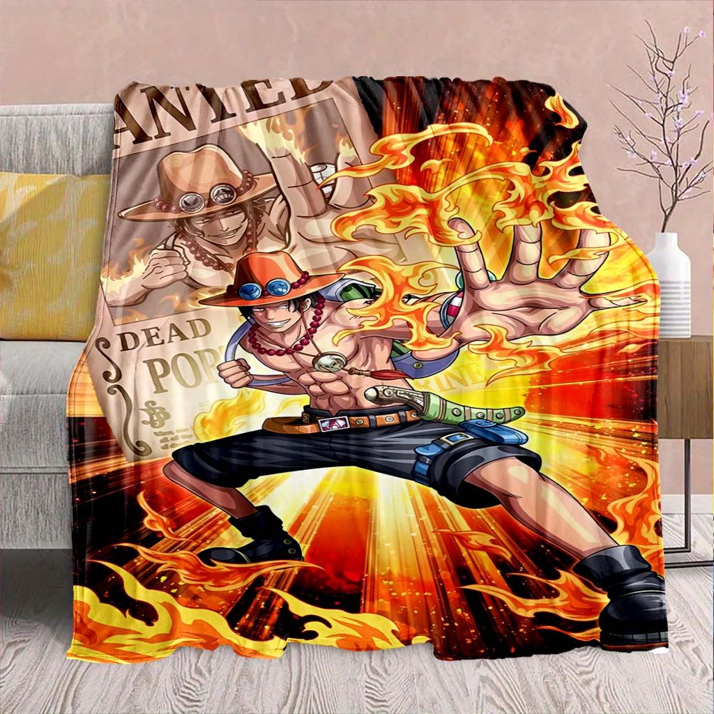 One Piece Anime Flannel Blanket - Soft Warm Perfect for Sofa, Bedding Camping Travel Office Home Decor -QJY