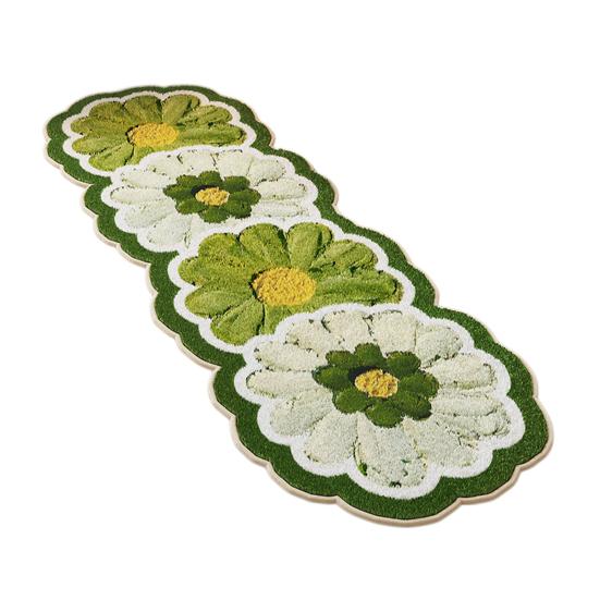 Faux Cashmere Flower Area Rug Non-slip Washable Absorbent Plush Floral Floor Mat Home Living Room Bedroom Bathroom Decoration Carpet