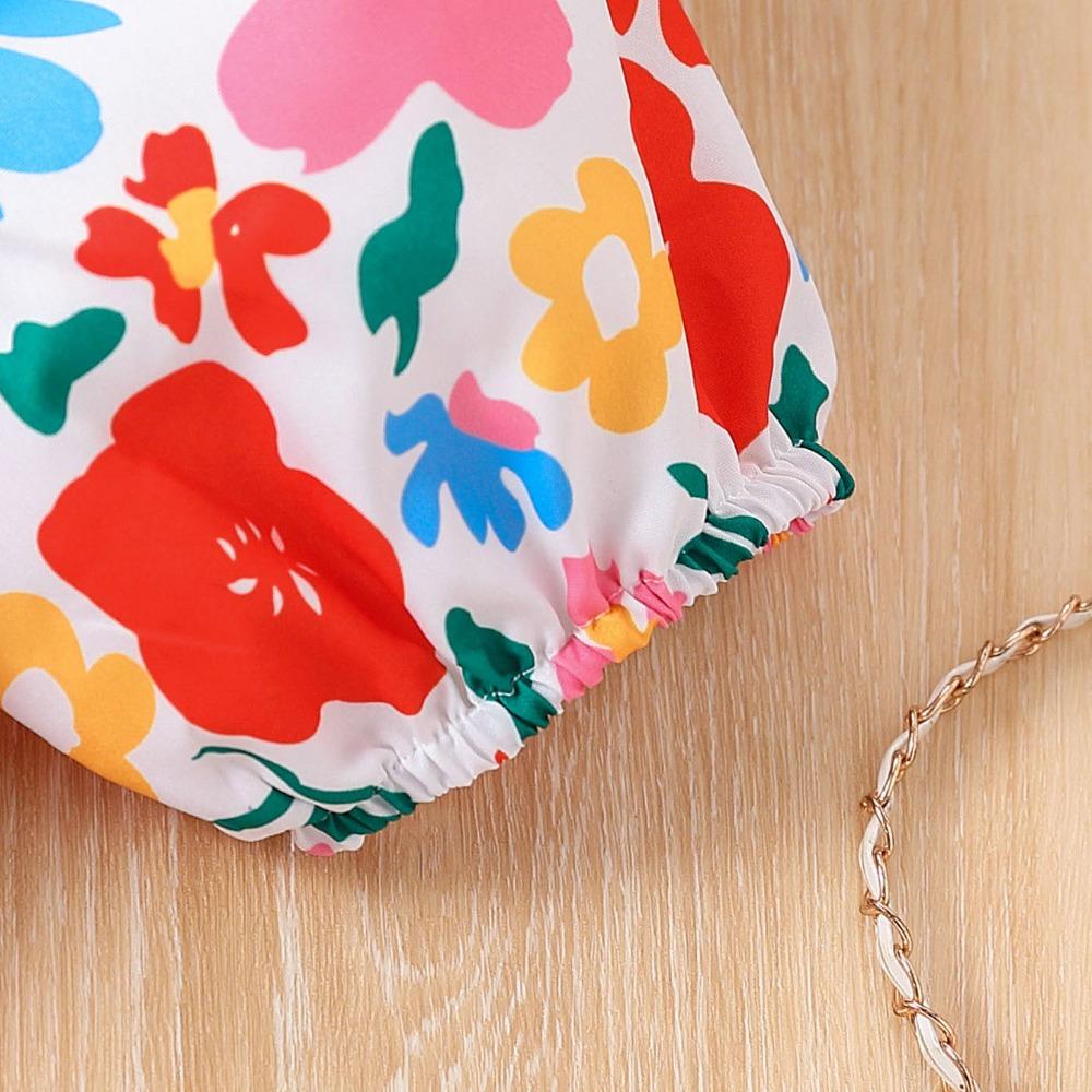 Dress For Girls 8-11Y Birthday Korean Style Fashion Floral Print Princess Dress - Casual Short Sleeve Tropical Vacation Puff Sleeve Dress