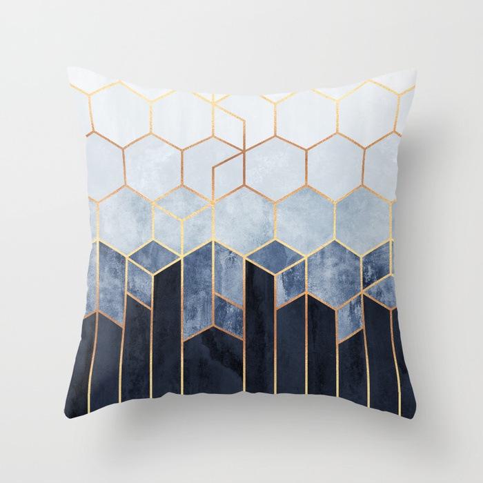 Home Decor Geometric Marble Print Sofa Cushion Decorative Pillowcase Polyester Square Throw Pillow Funda De Almohada