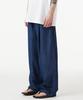 URBANAGE Linen-Like Elastic Waist Semi-Wide Denim Pants_Dark Blue