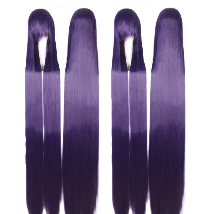 150CM femmes noir dame cheveux longs raides pleine perruques Cosplay fête Anime perruque Extensions de cheveux