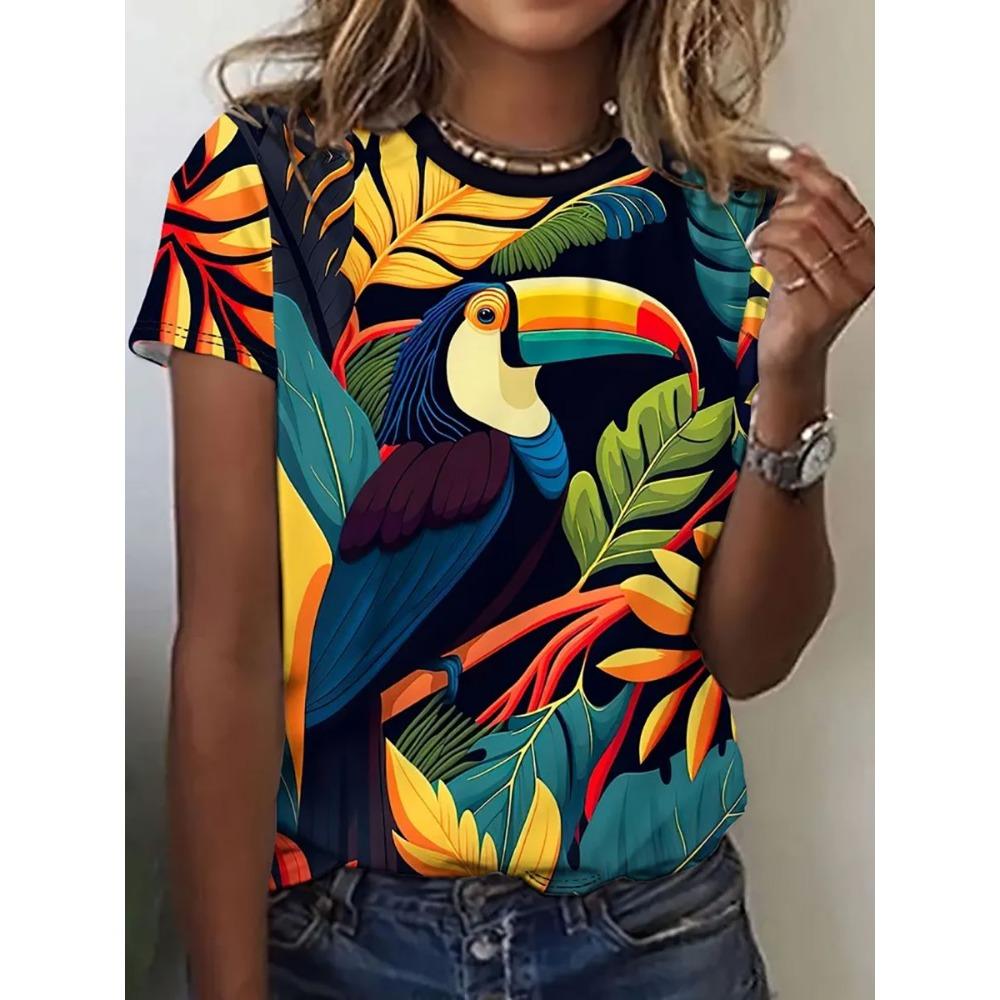 Summer short sleeved T-shirt women's casual sports top cartoon 3D printed pattern clothes
