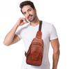 Men's Single Shoulder Bun Top Layer Cowhide Crossbody Bag Men's Leather Men's Commuter Chest Bag