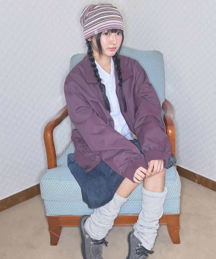 Kiibi Vintage Stripe Beanie Purple
