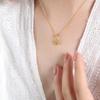 Elegant Double Happiness Hollow Pendant Necklace in 18K Gold Titanium Steel - Retro Chinese Style Clavicle Chain for Women