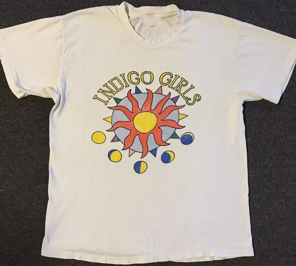 Hot Vtg Indigo Girls Full Size White Color Cotton Shirt Adults BL1080