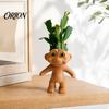 Creative Flowerpot Design Cute Troll Planter, Decorative Resin Flowerpot, Novelty Plant Pot Small Flower for Succulents Indoor Outdoor Decoration,