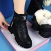 Modische Freizeitschuhe für Damen, Winter, warm, plus Samt, Allgleiches, schwarze Stiefeletten mit dicken Sohlen, Baumwoll-Turnschuhe, Zapatillas