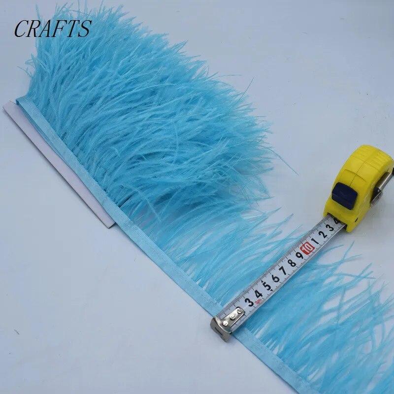 New! High Quality 5meters of White Ostrich Feather Ribbon, Feather Length 8-11cm / DIY Clothing Accessories