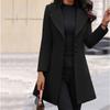 Autumn and Winter Long Lapel Thin Solid Color Slim Women's Woolen Coat Coat