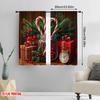 2pcs  2D Plane Printing Curtain Popular Christmas Candy Canes Holly Gift (4) Polyester Fabric (without Rod) Decorations Outdoor