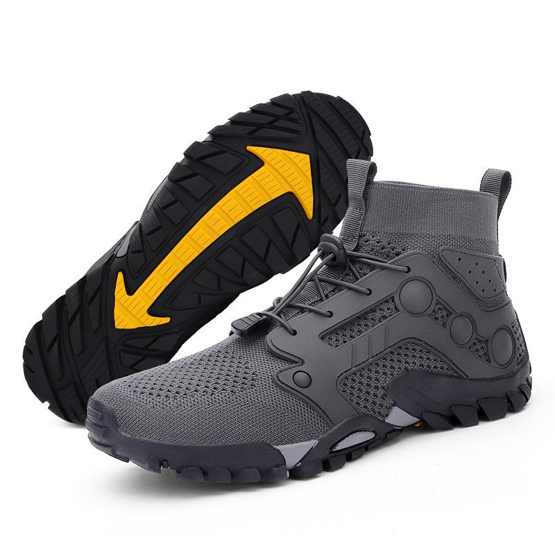 Unisex Cross-Border High-Top Fly-Knit Outdoor Cycling, Running, and Hiking Shoes – Breathable for Climbing and Off-Road Adventures.
