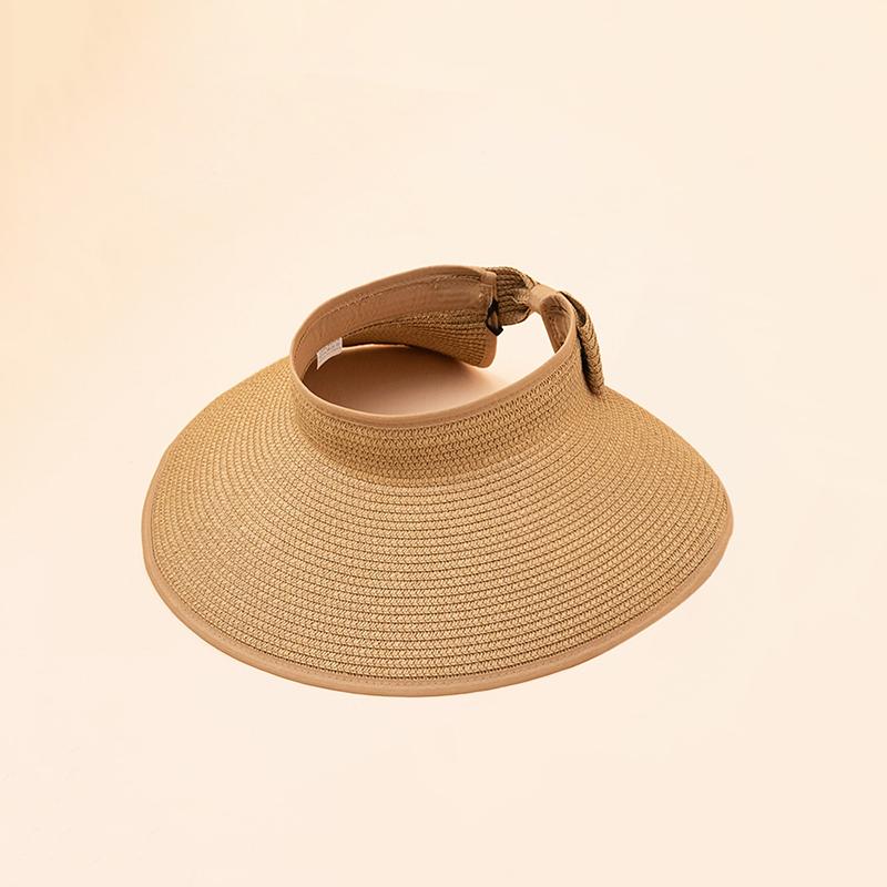 Summer empty straw hat foldable outdoor portable bow wide brimmed visor for women sun protection beach hat