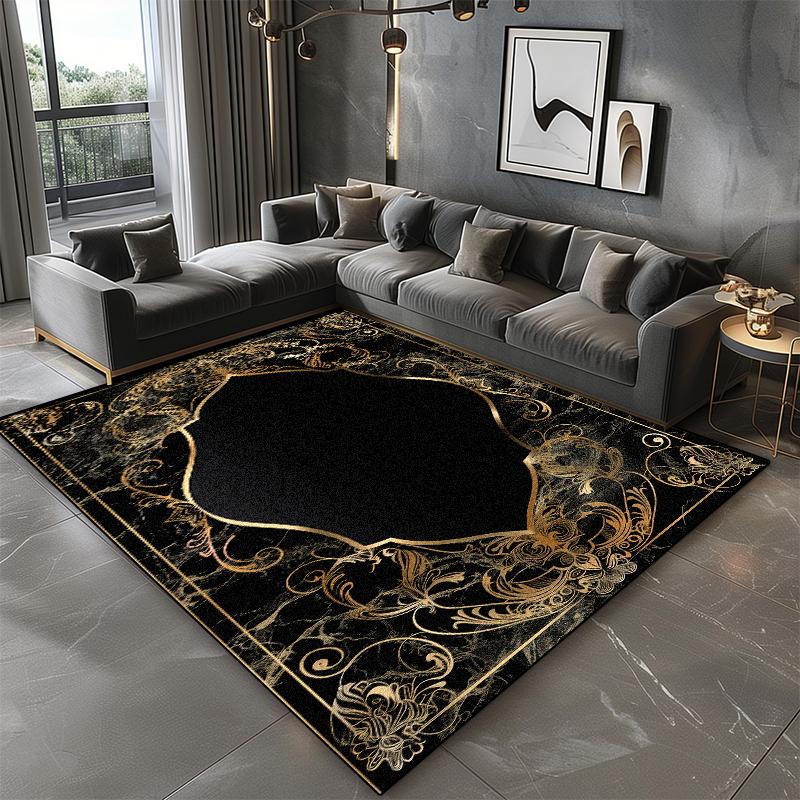 Schwarzer Marmor Teppich Wohnzimmer Luxus Dekoration Zuhause Sofa Waschbar Große Teppiche 200x300 Schlafzimmer Rutschfest Kurzer Samt Bodenmatten