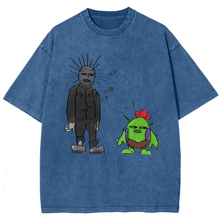 Men's Washed Vintage T-Shirts Street Retro Punk T Shirt Women Harajuku Casual Cotton Short Sleeve Acid Wash TShirts Top