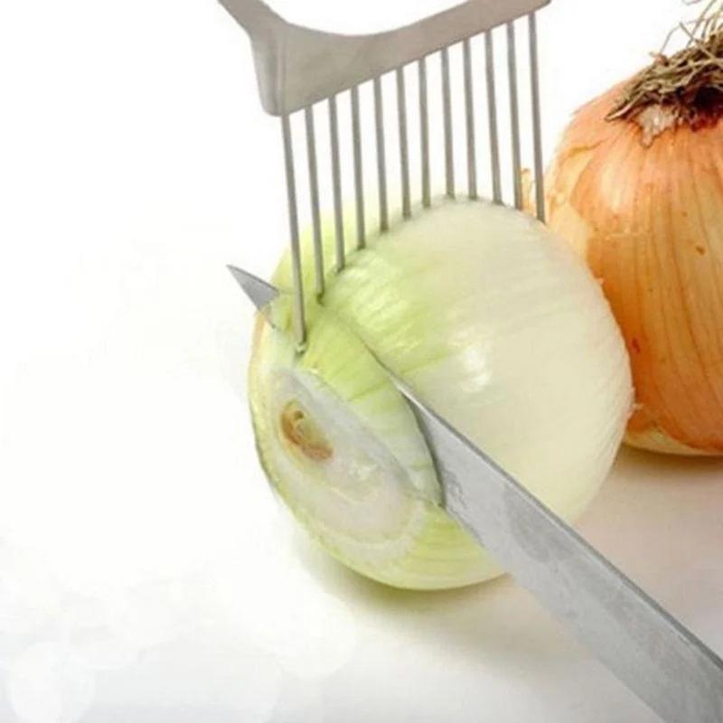 Vegetable Slicers Kitchen Knives Cooking Gadgets Stainless Steel Onion Racks Tomato Slicers Handy Onion Needles Kitchen Tools