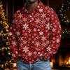 Men's Christmas Long Sleeve Button-Up Shirt for Holiday Parties and Casual Wear