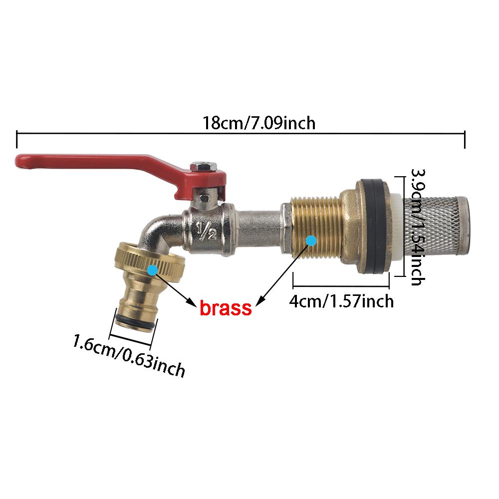 1/2" 3/4" Brass Water Tank Fitting Kit, with Alloy Faucet, Gasket Copper Pipe Fish Tank Coupling Garden Irrigation Hose Adapter
