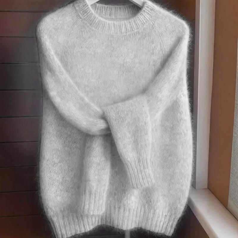 Gentle Retro Knitted Pullover Women's Spring and Autumn Loose Soft Waxy Casual Thin Sweater