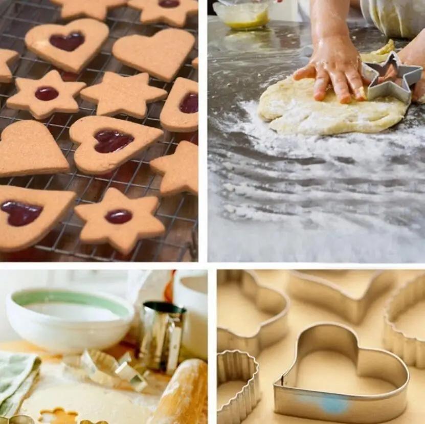 12Pcs/Set Stainless Steel Cookie Biscuit DIY Mold Star Heart Round Flower Shape Cutter Baking Mould Tools Fruit Cut Egg Mold
