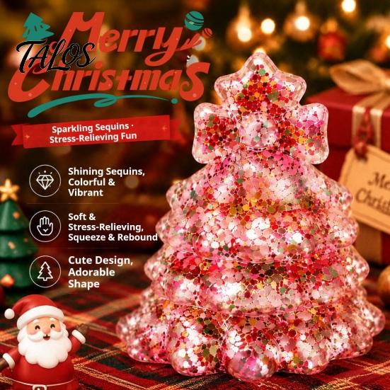 Xmas Tree Sensory Toy Glitter Christmas Squeeze Toy, for Stress Relief, Mini Fidget Slow Rise Holiday Gift Kids Adults