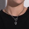 Europe, America, Alloy Three-dimensional Peach Heart Pendant Necklace Women's Simple and Popular Street T-buckle Love Necklace
