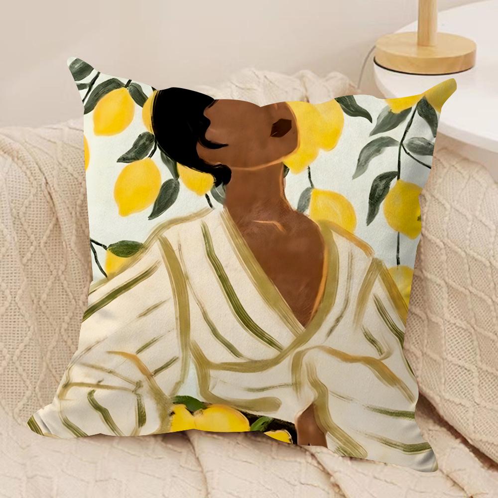 Art Abstract Illustration Cushion Cover Soft Plush Fabric DoubleSided Printed Sofa Cushion Cover for All Seasons Home DecorGift
