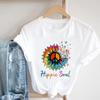 (Asian Size) Women Print Tee Love Heart Plant Flower Trend Top Clothing Fashion Tshirt Lady Female Casual Short Sleeve Graphic T-shirt