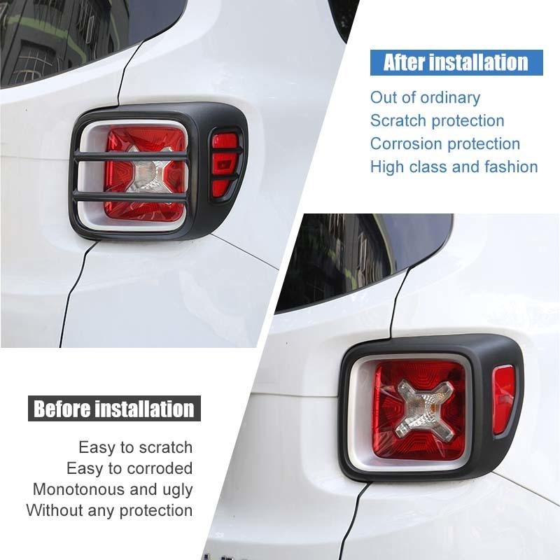 Araba Metal Arka Park Lambaları Arka Lambaları Dekorasyon Kapak Trim Kuyruk Lambaları Koruma Kapağı Jeep Renegade 2016 up için, Siyah