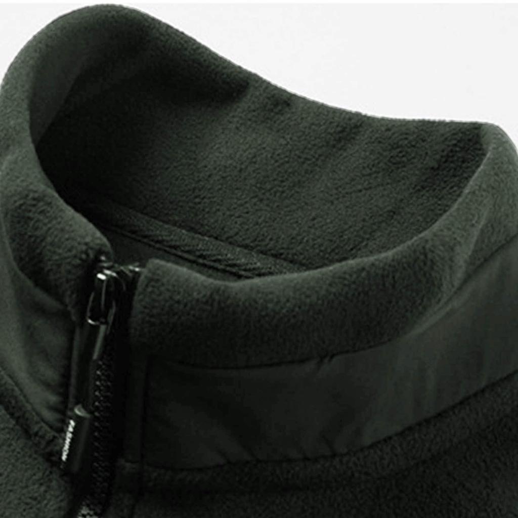 Men's Casual Fleece Color Zipper Vest, Men's Stand-up Collar Zipper Pocket Fleece Vest Jacket