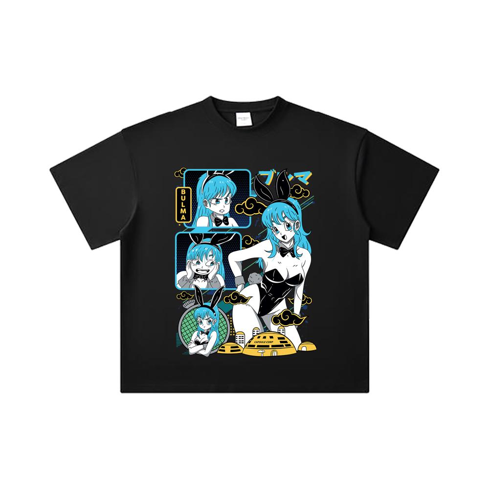 260 GSM Double Yarn 32 Count 100% Cotton Dragon Ball V9 Bulma Print Unisex Heavy Cotton T Shirt