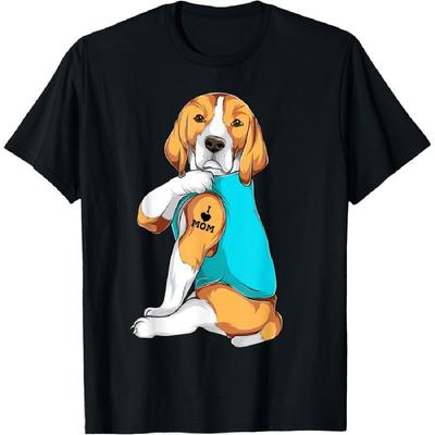 Beagle I Love Mom Apparel, Dog Mom Gifts Womens T-Shirt