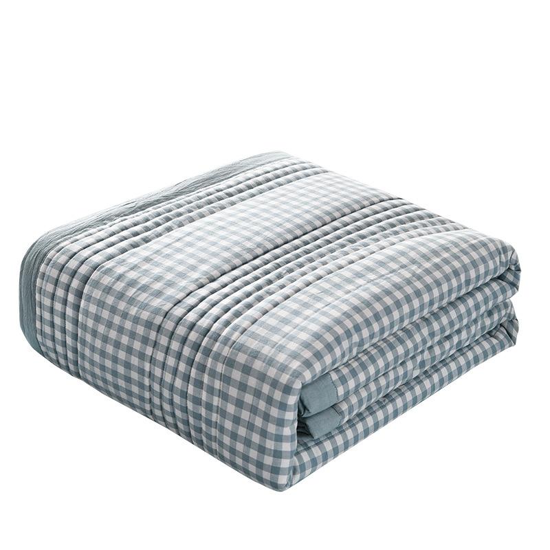 Plaid Summer Quilt Washed Cotton Air Condition Thin Comforter Blanket Bedspread for Single Double Queen King Bed Quilt