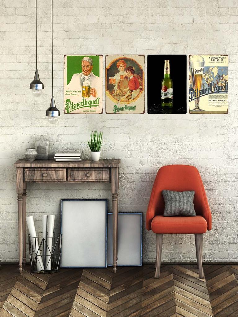 Pilsner Urquell Kovová Nástenná Umenie Plagát Belgické Pivo Značka Vintage Bar Mužská Jaskyňa Klub Plechová Maľba Dekorácia Doska Dekorácia 20x30cm
