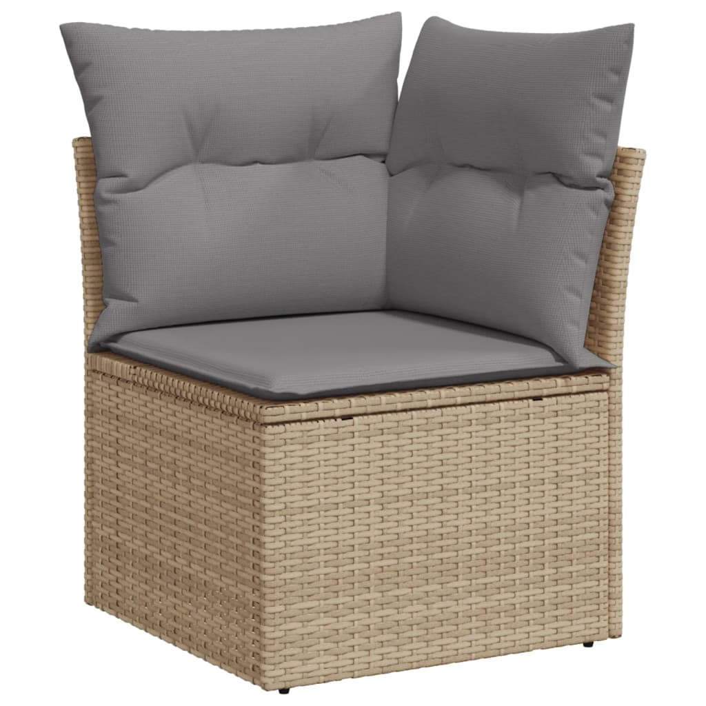 Vidaxl 11-Cz. Gartenmöbel-Set mit Kissen, Beige, Polyrattan