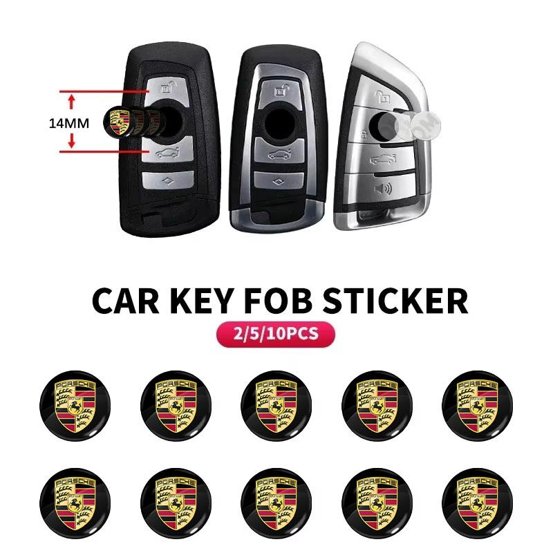 5/10Pcs 14mm Car Key Emblem Stickers Auto Control Key Logo Accessories For Porsche Boxster Cayenne Panamera Macan Cayman 911 918 996 917 991