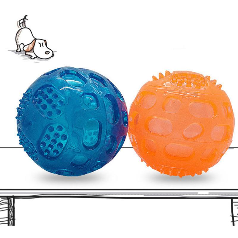 Bunte Hüpfende Haustiere Ball Spielzeug Bissfest Klingend Elastischer Ball Molar Reinigung Zähne Für Große
