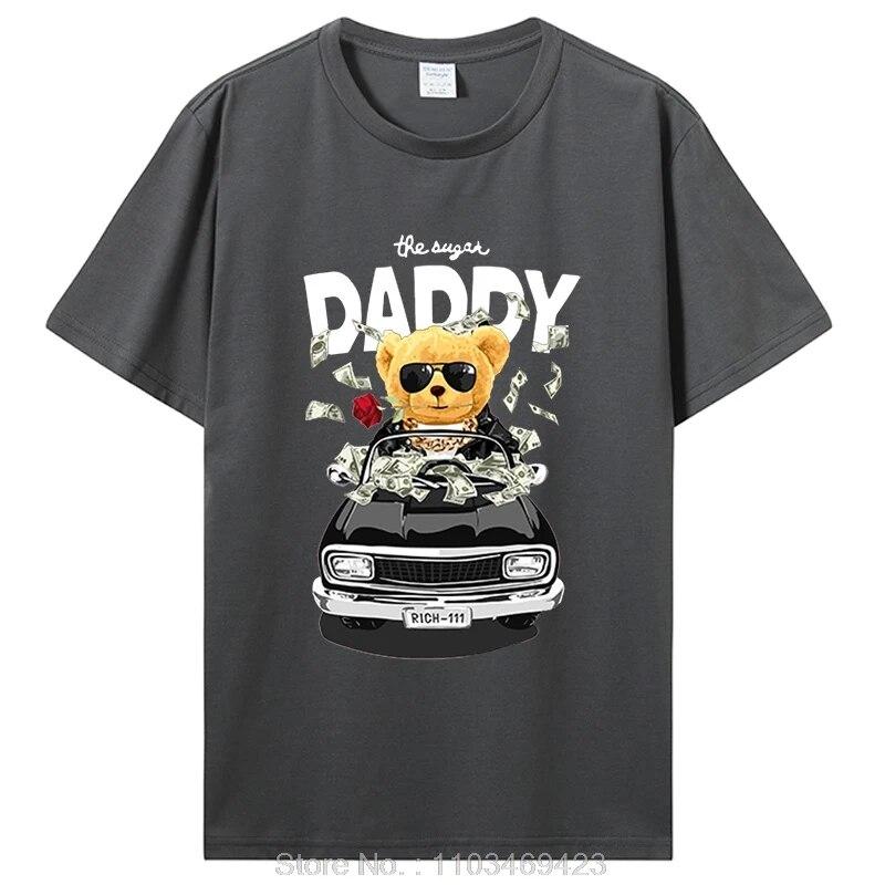 Teddybär The Sugar Daddy T-Shirts Unisex Baumwolle T-Shirt Cartoon Lustiges Grafik T-Shirt Übergroße Unisex Designer Kleidung
