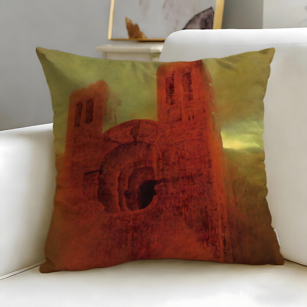 Classic Painter Zdzislaw Beksinski Cushion Cover Soft  EasyWash Pillow Case  Versatile for Couch Bed Travel and Office