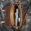 Men'S Crazy Horse Leather Shoulder Bag A4 Crossbody Bag First Layer Cowhide Flip Briefcase Commuter Crossbody Bag