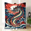 Japanischer Drache Wellen Handyhülle AbdeckungDecke Flanell Überwurfdecke für Sofa, Bett, Reise, Camping, Büro, Couch, Stuhl und Bett Geschenk für C
