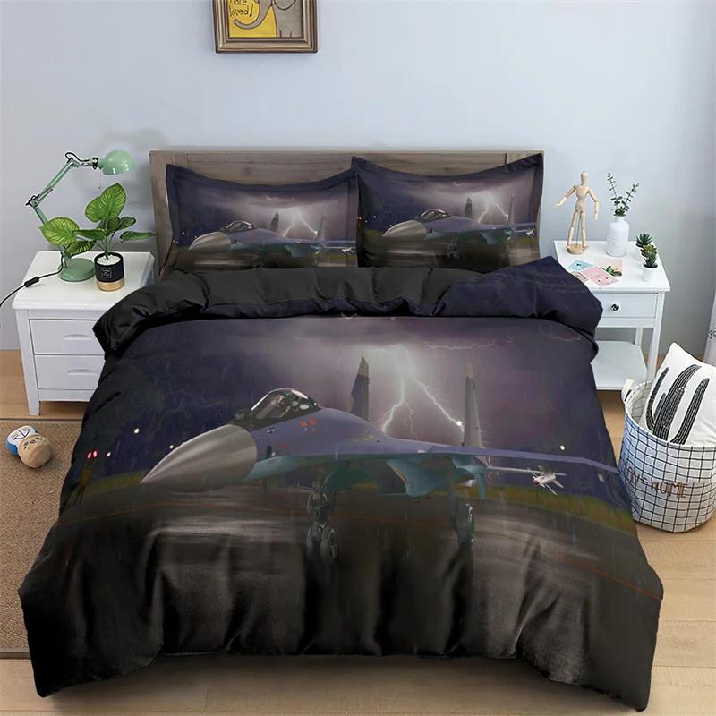 Flugzeug Bettwäsche Set Flugzeug Druck Bettbezug für Jungen Mädchen Schlafzimmer Wohnheim Luxus Mikrofaser Modern Einzel König Bettdeckenbezug