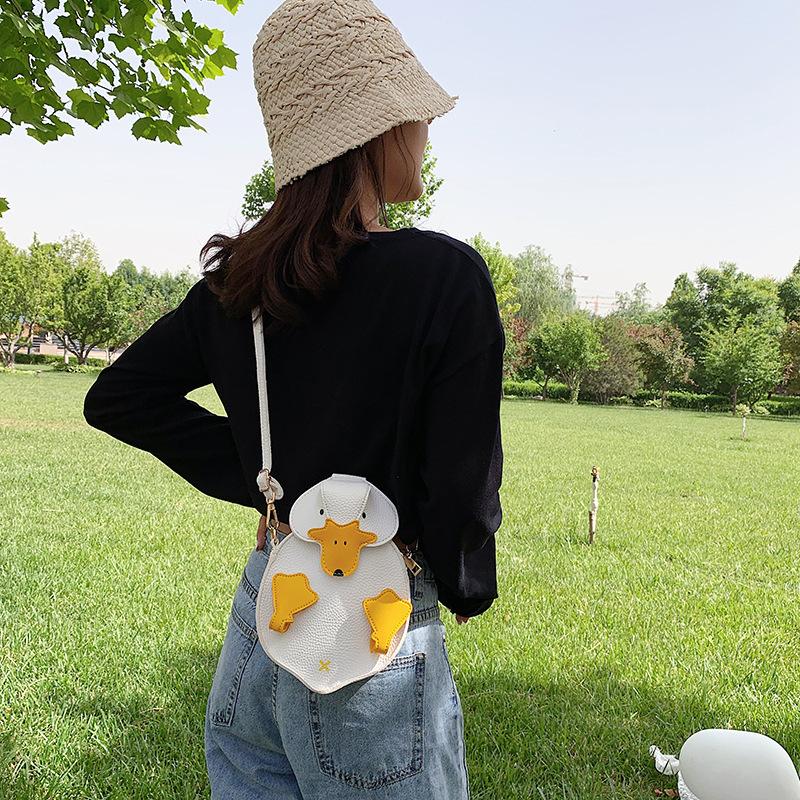 Women Duck Shape Bag Contrast Color Crossbody Female Soft PU Leather Shoulder Bag Girls Cute Cartoon Duck Handbags And Purse