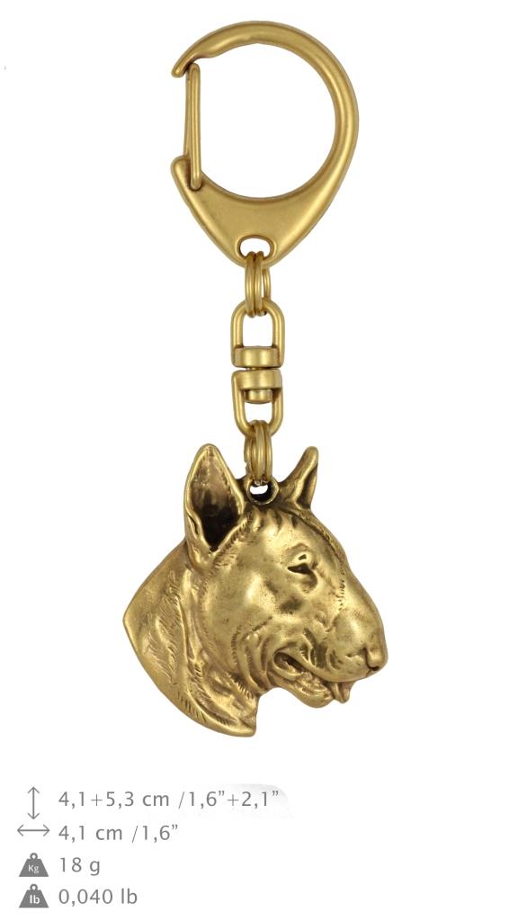 Bulterier, Bull Terrier Iii - Pozłocony Brelok Do Kluczy Z Psem, Ozdoba Torebki, Luksusowy Dodatek Marki Art-Dog