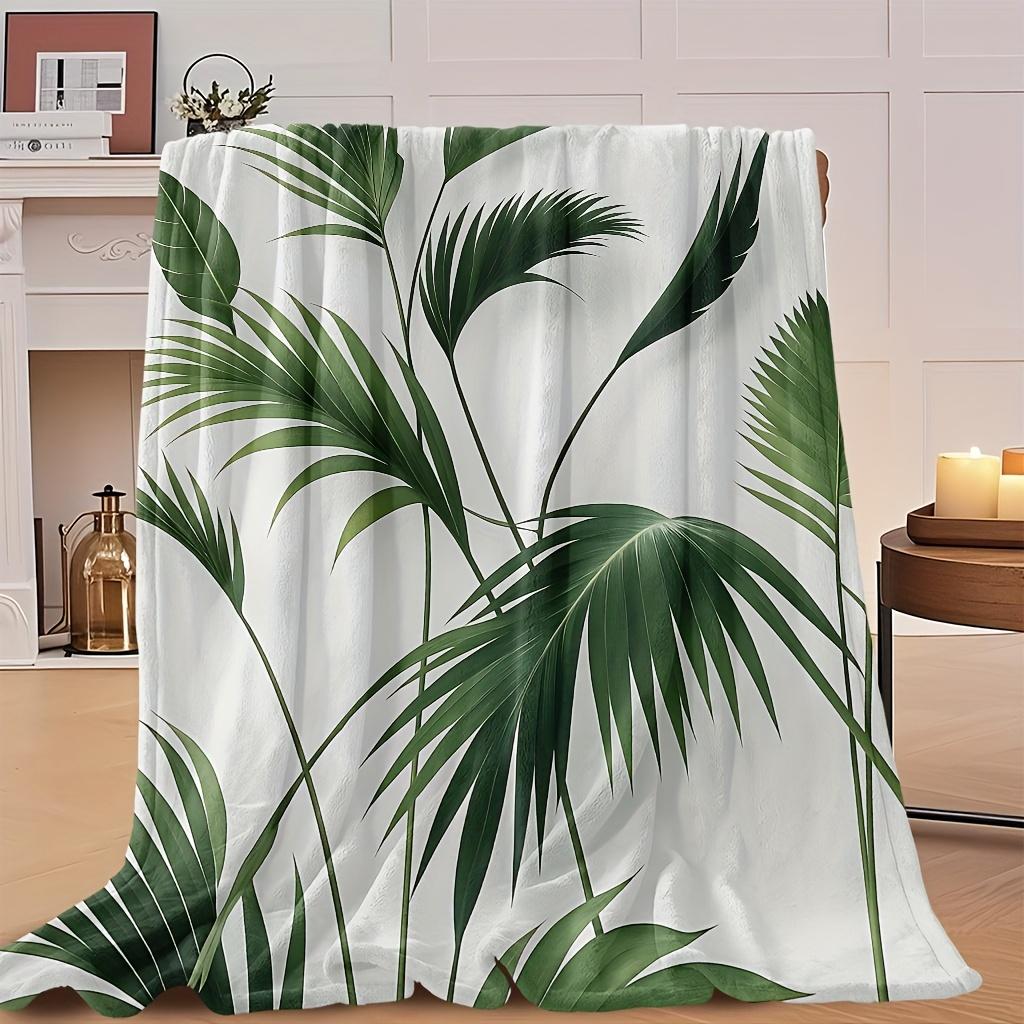 1 st Boheemse Tropische Palmblad Deken - Gewatteerd Sprei met Groene & Palm Print, Zacht Ademend Polyester Geschikt voor